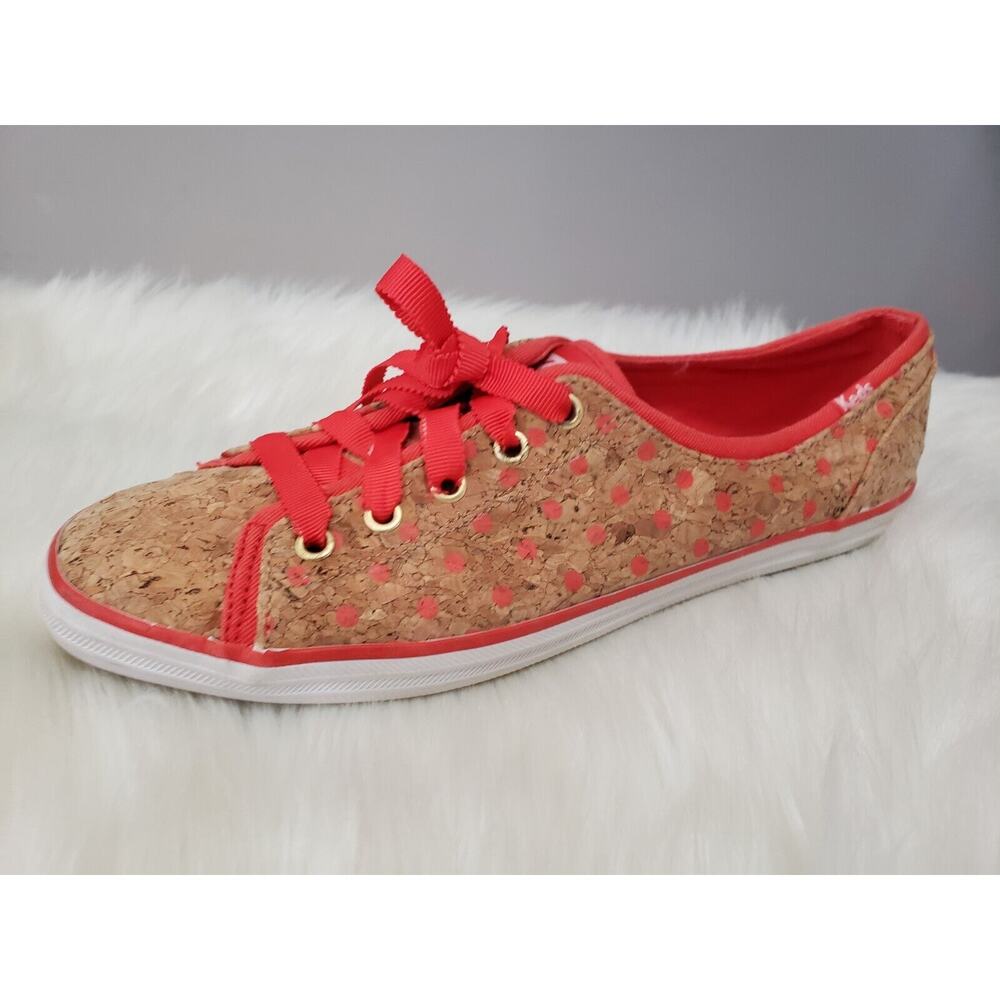 Keds Womens Rally Cork Polka Dot Sneakers Size 7 Tan Coral